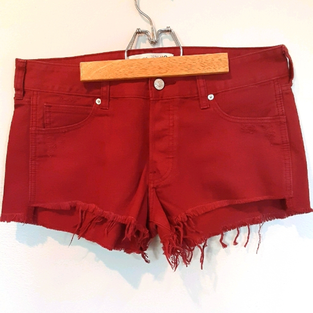 Abercrombie & Fitch Maroon Low Rise Jean Shorts
